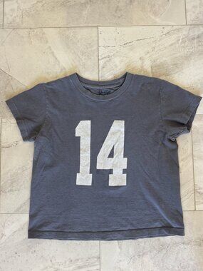 John Galt Brandy Melville Blue/Gray Number 14 Graphic Baby Tee